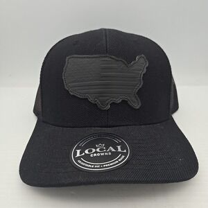 Local Crowns Trucker Cap Snapback Mens Flag Black